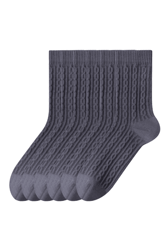 6 Pairs Cotton Crew Socks for Mens, Soft Jacquard for Casual Thick Warm Socks Size 7-11