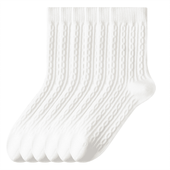 Sookeceks 6 Pairs Cotton Crew Socks for Mens, Soft Jacquard for Casual Thick Warm Socks Size 7-11