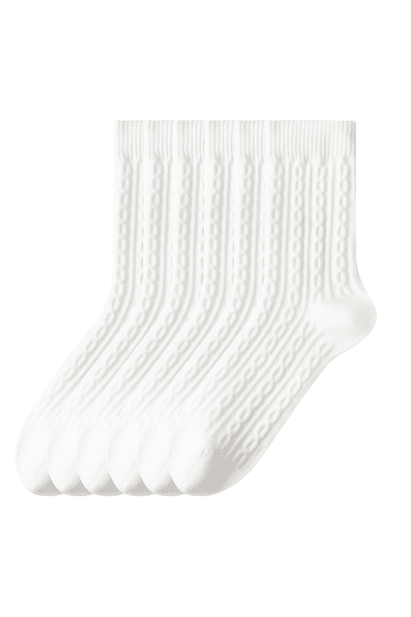 6 Pairs Cotton Crew Socks for Mens, Soft Jacquard for Casual Thick Warm Socks Size 7-11