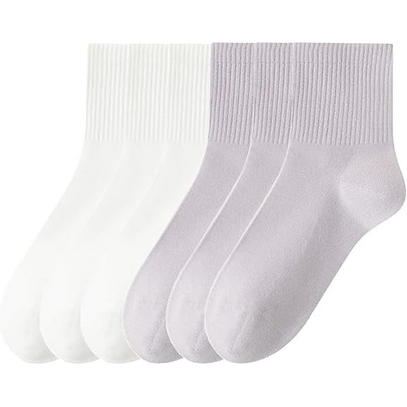 Sookeceks 6 Pairs Cotton Crew Socks for Women, Casual Dress Size for Trouser, Soft Autumn/Winter Socks Above Ankle Socks 5-9