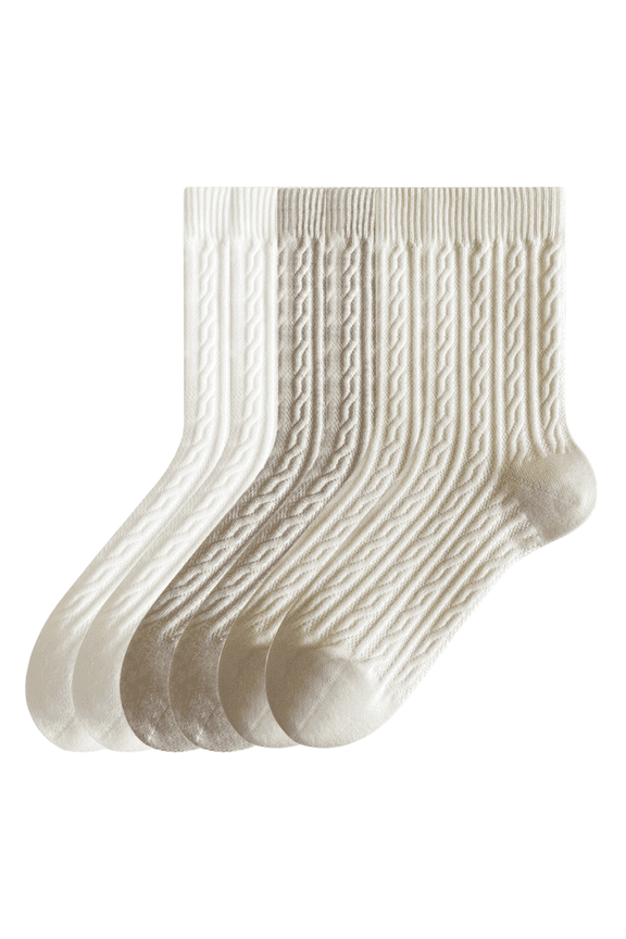 6 Pairs Cotton Crew Socks for Womens, Soft Jacquard Socks for Casual Thick Warm Socks Size 5-9