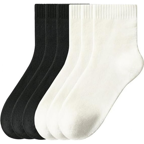 Sookeceks 6 Pairs Cotton Terry Thickened Crew Socks for Women, Casual with Warm Soft Socks for Girls and Ladies Size 5-9