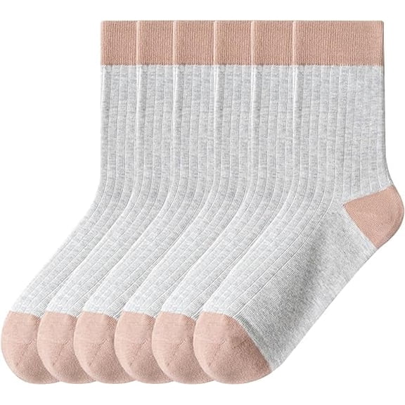 Sookeceks 6 Pairs Mens Cotton Crew Socks, Casual Warm Soft Contrasting Calf Socks Size 7-11