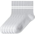 thumbnail image 1 of Sookeceks 6 Pairs Mens Striped Crew Socks, Casual Business Cotton Socks Breathable Soft Calf Socks for Mens Size 7-11, 1 of 8