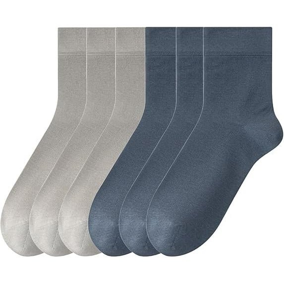 Sookeceks 6 Pairs Silk Crew Socks for Mens, Soft Autumn Winter Socks Casual Mens Trouser Socks Size 7-11