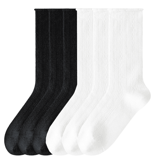 Sookeceks 6 Pairs Summer Cotton Crew Socks for Women, Soft Womens Trouser Socks for Casual Dress Size 5-9