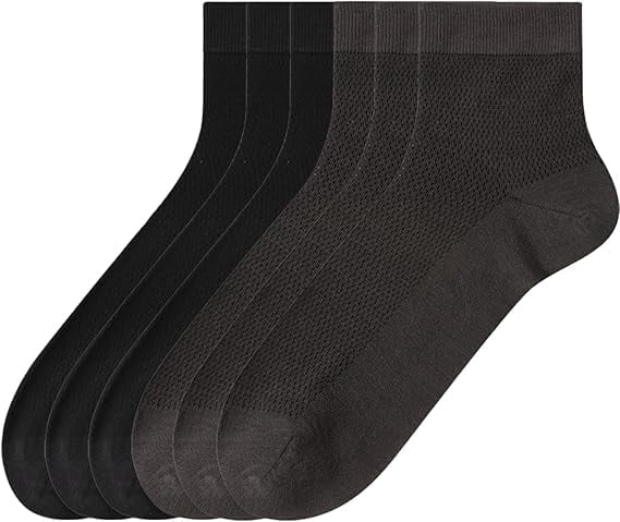 Sookeceks 6 Pairs Thin Mulberry Silk Crew Socks for Men, Mesh Breathable Socks Above Ankle Socks for Casual Dress Size 7-11