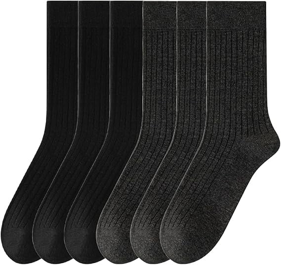Sookeceks 6 Pairs Trouser Socks for Men, Soft Heated Storage Mens Autumn Winter Socks for Casual Business Size 7-11