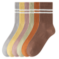 thumbnail image 1 of Sookeceks 6 Pairs Women Cotton Striped Crew Socks, Casual Warm Soft Calf Socks for Girls and Ladies Socks Size 5-9, 1 of 7