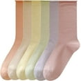 thumbnail image 1 of Sookeceks 6 Pairs Womens Thin Cotton Crew Socks, Soft Breathable Mesh Lightweight Casual Socks Size 5-9, 1 of 8