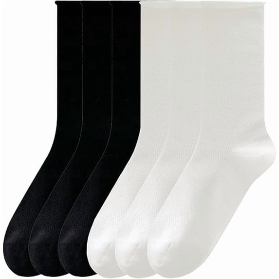 Sookeceks 6 Pairs Womens Thin Cotton Crew Socks, Soft Breathable Mesh Lightweight Casual Socks Size 5-9