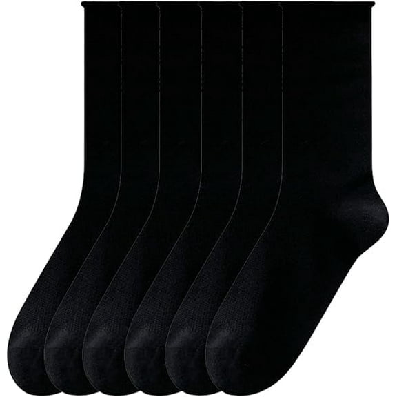 Sookeceks 6 Pairs Womens Thin Cotton Crew Socks, Soft Breathable Mesh Lightweight Casual Socks Size 5-9