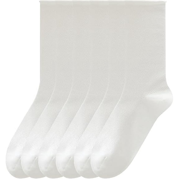Sookeceks 6 Pairs Womens Thin Cotton Crew Socks, Soft Breathable Mesh Lightweight Casual Socks Size 5-9