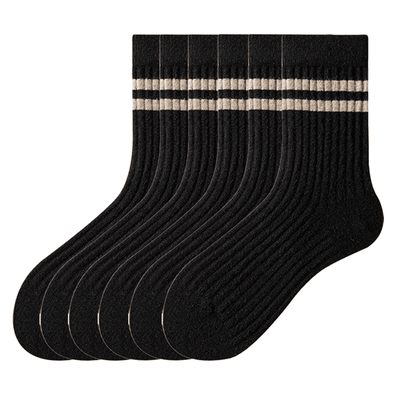 Sookeceks 6 Pairs Wool Crew Socks for Men, Soft Thickened Fleece Mens Trouser Socks for Casual Dress Socks Size 7-11