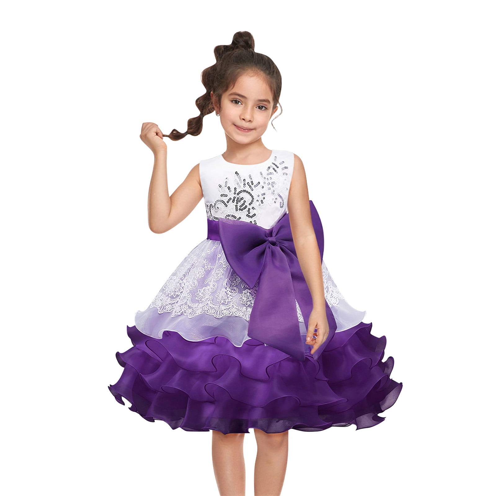 Sookity 5Th Grade Graduation Dresses Girl Prom Dresses for Girls Mesh Hollow Out Lace Dress Birthday Party Princess Dresses Bowknot Layered Swing Dress Prime Early Access Deals Walmart