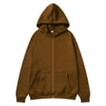 thumbnail image 1 of Sookity Big and Tall Hoodies for Men's Zip Up Hoodies Loose Hooded Sweatshirt Long Sleeve Casual Solid Color Hoodie with Pockets Regalo Hombre Brown,L, 1 of 5
