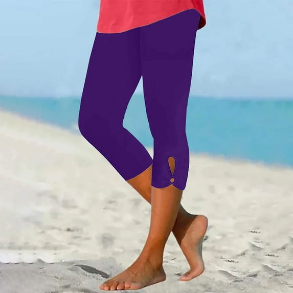 Sookity Capri Leggings for Women Summer Yoga Pants Dressy Stretch Waist Sweatpants Solid Color Tunic Trousers Fitness Plus Size Capris Pilate Pants