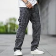 thumbnail image 1 of Sookity Cargo Jeans For Men Relaxed Fit Streetwear Straight Wide Leg Jeans zipper Fly Baggy Loose Fit Denim Pants with Pockets Gray,S, 1 of 3