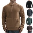 thumbnail image 1 of Sookity Crew Neck Sweatshirts for Mens Long Sleeve Casual Loose Shirts Big and Tall Solid Color Blouses Comfy Warm Pullover Tops Outwear Sweatshirt with Pockets Brown,XXL, 1 of 6