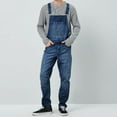 thumbnail image 1 of Sookity Denim Bib Overalls For Men Slim Fit Stretchy Straight Leg Pants Suit Fashion Jean Jumpsuit Bib and Brace Overall Denim Jeans Heavy Duty Workwear Pants with Pockets Dark Blue,S, 1 of 8