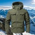 thumbnail image 1 of Sookity Fall Hiking Jacket Men Waterproof Big and Tall Hooded Rain Jacket Fleece Lined Fall Jackets Winter Jackets Outerwear Jackets with Pockets,chaqueta moto Army Green M, 1 of 5