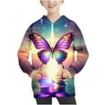 thumbnail image 1 of Sookity Girls Butterfly Print Sweatshirts Kids Funny Graphic Clothes Casual Long Sleeve Shirts Boys Crewneck Pullover Tops with Pockets Multicolor,160 Boys Hoodie, 1 of 6