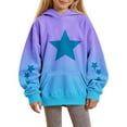 thumbnail image 1 of Sookity Girls Cute Star Print Hoodies Oversized Long Sleeve Pullover Casual Loose Tops Sweatshirt Fall School Trendy Clothes with Pockets Light Blue,150 Boys Hoodie, 1 of 7