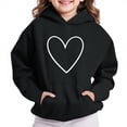 thumbnail image 1 of Sookity Girls Heart Hooded Sweatshirts Kids Cute Long Sleeve Hoodies Boys Lightweight Casual Wear Loose Fit Pullover Tops with Pockets Black,13 Years Girl Gifts, 1 of 4