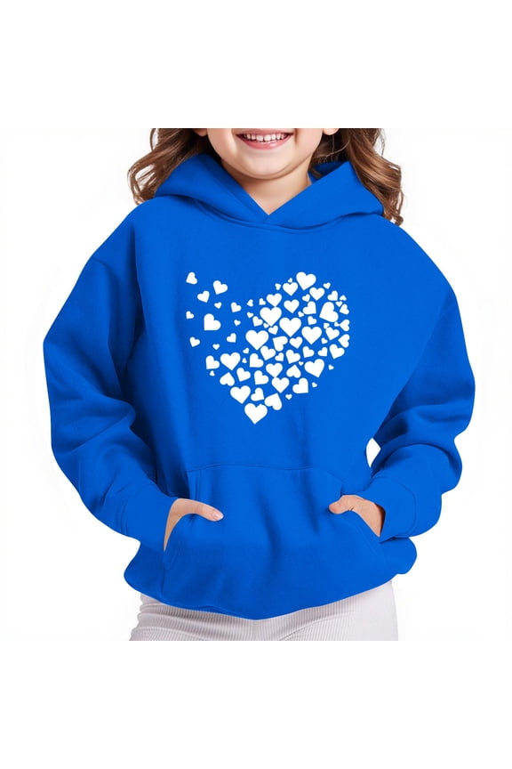 Girls Heart Hooded Sweatshirts Kids Cute Long Sleeve Hoodies Boys Lightweight Casual Wear Loose Fit Pullover Tops with Pockets Blue,9 Years Boys Gifts