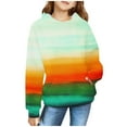 thumbnail image 1 of Sookity Graphic Hoodies Y2k Girl Rainbow Sweatshirts for Girl's Striped Pullover Tops Trendy Sweaters Hoodies for Kids with Pockets Green,9 Years Boys Gifts, 1 of 4