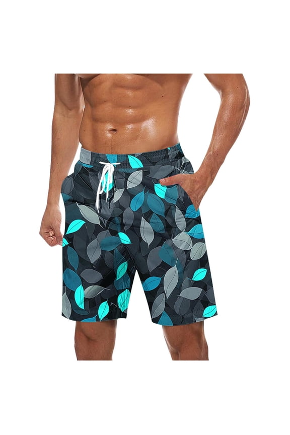 Hawaiian Shorts for Men Summer Quick Dry Swim Trunk Casual Graphic Big and Tall Beach Shorts Loose Fit Straight Leg Board Shorts with Pockets Navy,XL