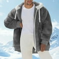 thumbnail image 1 of Sookity Hooded Sweatshirts for Men Winter Long Sleeved Faux Fur Coats Cardigan with Pockets Warm Plush Jacket Fleece Lined Sweater Coats chaqueta acolchada hombre Dark Gray,XXL, 1 of 6