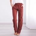thumbnail image 1 of Sookity Linen Summer Pants for Women Women's Summer Plus Size Pants Casual Long Length Pants Solid Drawstring Waist Sweatpants Basic Straight Leg Trousers Early Prime Deals Day 2024, 1 of 3