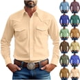 thumbnail image 1 of Sookity Men's Button Down Shirt Casual Solid Color Long Sleeve Shirts Loose Fit Lightweight Wrinkle Free Beach Shirt with Pockets Mens Shirts Casual Stylish Full Sleeve Khaki,XXXXXL, 1 of 8