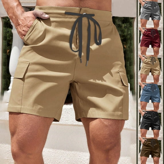 Sookity Men's Cargo Shorts Big and Tall Running Shorts Casual Golf Outdoor Shorts Daily Work Shorts Big and Tall Shorts with Multi Pockets Blue,M