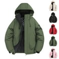 thumbnail image 1 of Sookity Men's Fleece Lined Jacket Waterproof Winter Hooded Jackets for Men Heavyweight Puffer Coats Quilted Bomber Jacket Windbreaker Outerwear Coats abrigos para hombres Red,XXXL, 1 of 8