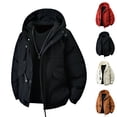 thumbnail image 1 of Sookity Men's Hooded Shirt Jacket Winter Warm Coats Big and Tall Warm Coats Full Zip Long Sleeve Qulited Puffer Jacket with Chest Pocket suéter para hombre Red,XL, 1 of 6