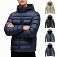 thumbnail image 1 of Sookity Men's Lightweight Puffer Jackets Water Resistant Wind Proof Jacket Casual Winter Hooded Coat Insulated For Travel Ski Snow Thick Hooded Puffer Coat,corta vientos hombre Black L, 1 of 8