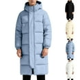 thumbnail image 1 of Sookity Men's Long Coats Winter Puffer Jacket Hooded Thicken Warm Zipper Overcoats Fall Fashion Snow Parka Outwear Quilted Hooded Jackets,sobretodo para hombre Blue S, 1 of 9