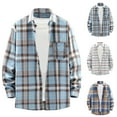 thumbnail image 1 of Sookity Men's Long Sleeve Flannel Plaid Tees Shirts Casual Hooded Lightweight Comfy Jackets Button Down Male Tops Men Shirts Casual Long Sleeve Light Blue,XXXXXL, 1 of 6