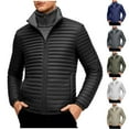 thumbnail image 1 of Sookity Men's Quilted Puffer Jacket Water-Resistant Quilted Puffy Coat Lightweight Warm Winter Coat with Stand Collar Casual Windproof Outerwear Top chaqueta de piel para hombre Gray,XS, 1 of 9