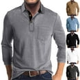 thumbnail image 1 of Sookity Men's V Neck Long Sleeve Dress Shirts Henley Shirts Casual Business Button Down Tees Shirts with Chest Pockets Mens Shirts Casual Stylish Big and Tall Black,L, 1 of 6