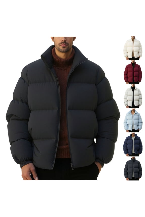 Men's Warm Puffy Winter Coat Ski Down Jacket Windproof Bomber Jacket Warm Water Resistant Windbreaker Winter Outwear Quilted Jackets Coats camperas para hombre de invierno Blue,XXL