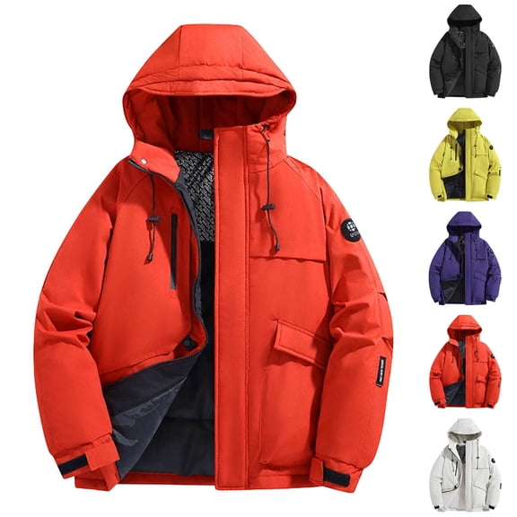 Sookity Men's Winter Ski Jacket Waterproof Snow Coats Snowboard Windbreaker Hooded Anorak Coats Rain Coat Ski Heavyweight Fleece Lined Pullover Tops Jacket casaca de cuero para hombre Black,L