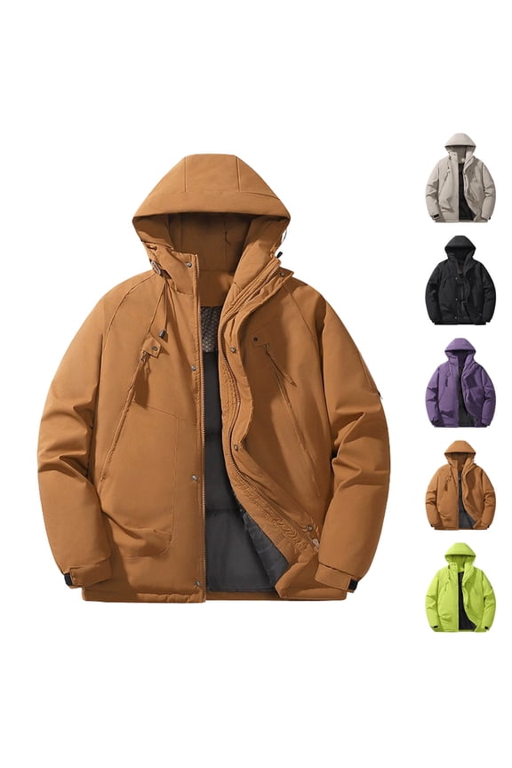 Men's Winter Ski Jacket Waterproof Snow Coats Snowboard Windbreaker Hooded Anorak Coats Rain Coat Ski Heavyweight Fleece Lined Pullover Tops Jacket abrigo hombre Green,M