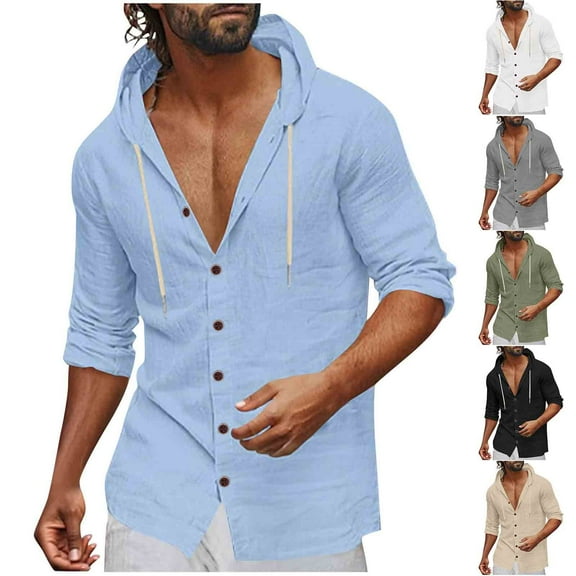 Sookity Mens Big and Tall Cotton Linen Shirts Casual V Neck Button Down Lapel Dress Shirts Solid Color Long Sleeve Work Tops Fall Blouses Army Green,XXXL