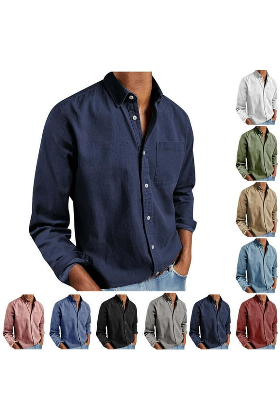 Mens Button Down Shirts Long Sleeve Loose Fitting Shirts Lightweight Work Casual Office Tops Collared Shirts Polos Shirt Army Green,L camisas vaqueras de hombre