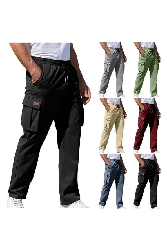 Mens Casual Cargo Hiking Pants Multiple Pockets Comfy Lightweight Fishing Pants Convertible Stretch Big and Tall Hiking Pants with Patch Work Pockets Blue,XXL