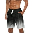 thumbnail image 1 of Sookity Mens Elastic Waist Beach Shorts Drawstring Beach Pants Gradient Color Board Shorts Casual Outwear Swim Shorts with Pockets Black,L, 1 of 5