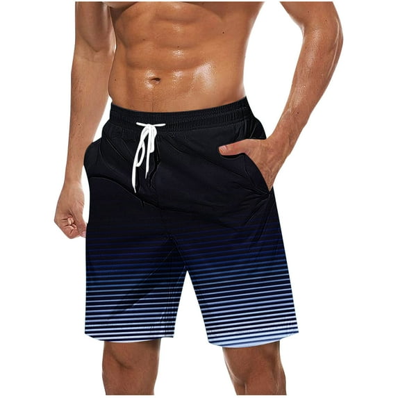 Sookity Mens Elastic Waist Beach Shorts Drawstring Beach Pants Gradient Color Board Shorts Casual Outwear Swim Shorts with Pockets Wine,XXXL